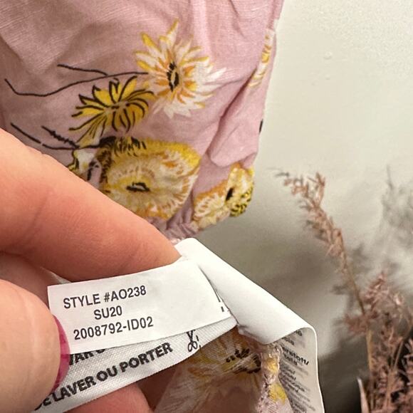 MADEWELL Linen-Blend Ruffle-Cuff Wrap Dress in Dutch Dandelions Sz XS {K7} - Picture 6 of 6